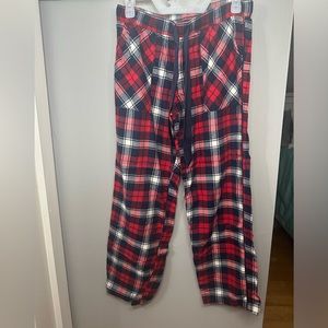 Aerie fleece PJ Bottoms size 5 reg like new res white and blue plaid